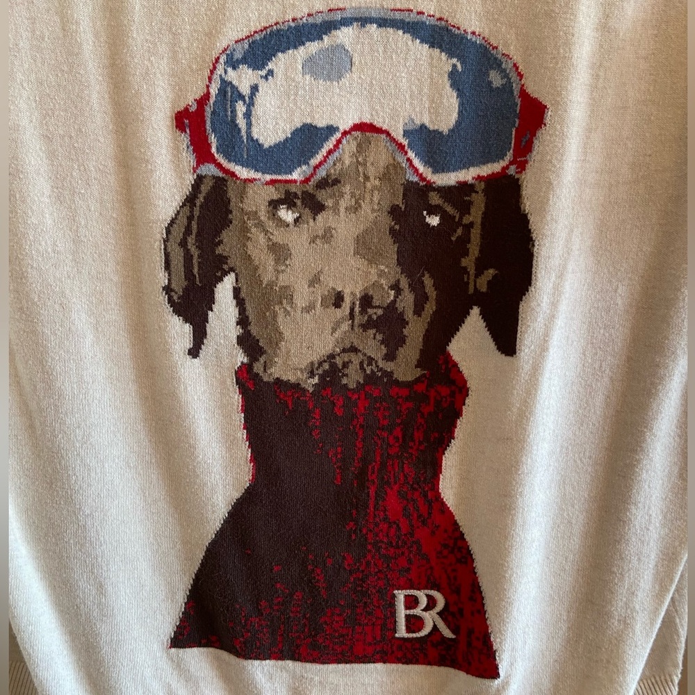 Banana Republic Intarsia Sweater Dog with ski goggles